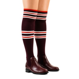 Chaussettes cuissardes bordeaux FD-69 rouge