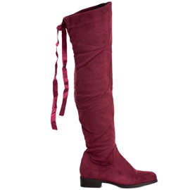 SHELOVET Bottes en daim avec reliure rouge