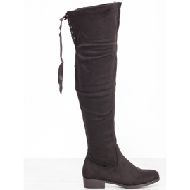 SHELOVET Bottes en daim avec reliure le noir