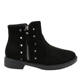 Bottines plates femme noires avec fourrure CH-26