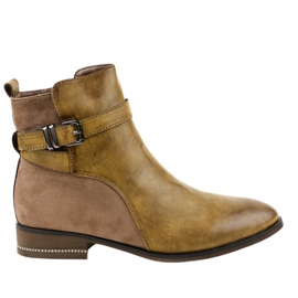 Bottines à talons plats kaki à boucle 3332
