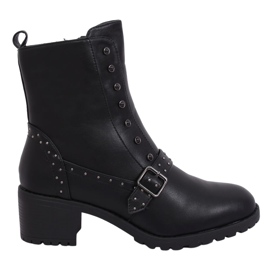 Bottines noires à talons larges noir 1003-1 Noir le noir