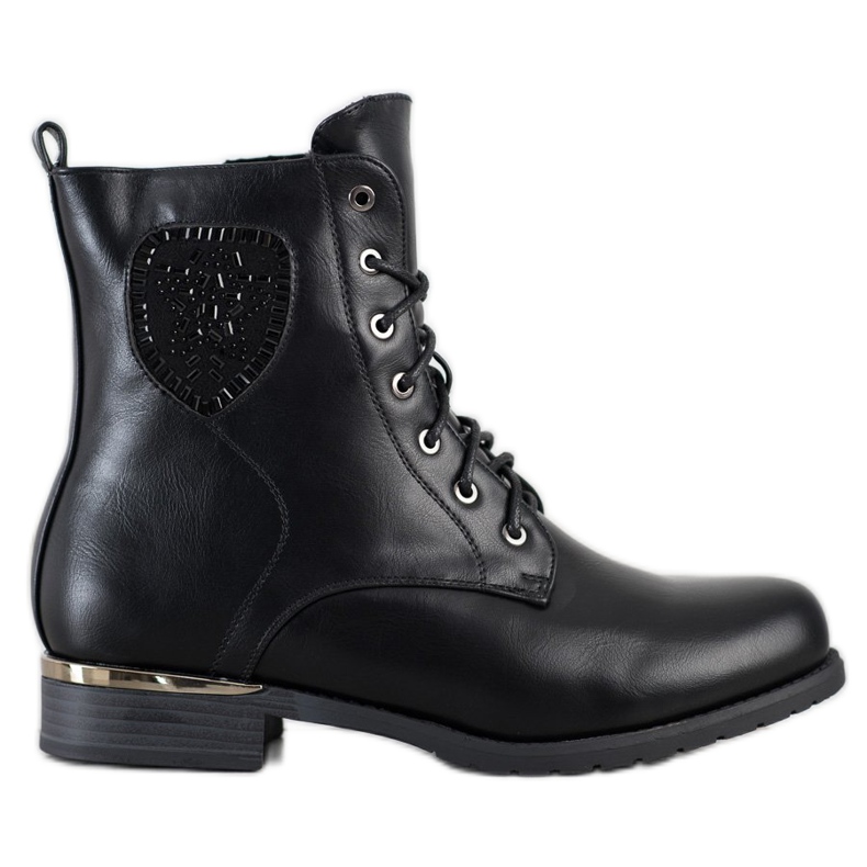 Gogo Bottines à lacets avec cristaux le noir