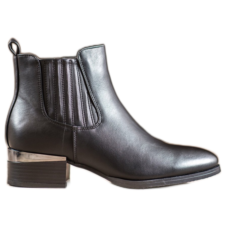 Super Mode Bottes à talon décoratif le noir Super Mode Bottes à talon décoratif le noir