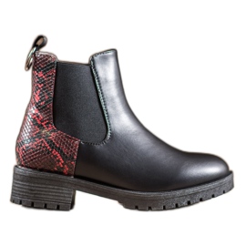 Erino Bottines Chelsea hautes imprimé serpent noir rouge