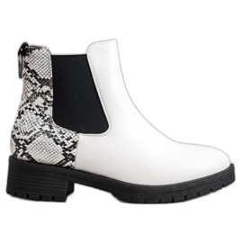 Erino Bottines Chelsea hautes imprimé serpent blanc