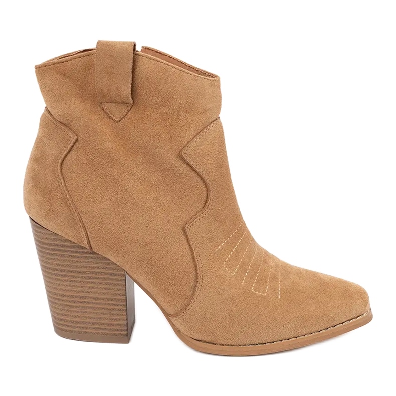 Santiags camel sur talon haut beige
