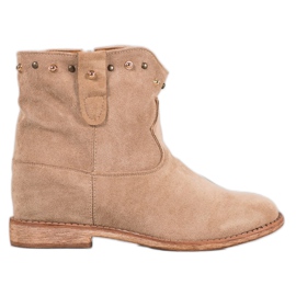 Bella Paris Bottines En Daim Avec Strass beige