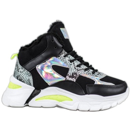 Bella Paris Baskets à effet holo noir