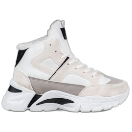 Bella Paris Baskets Avec Fourrure blanc multicolore