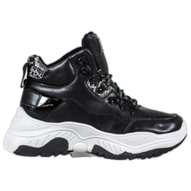 Bella Paris Baskets à lacets à la mode noir