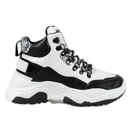 Bella Paris Baskets à lacets à la mode blanc noir