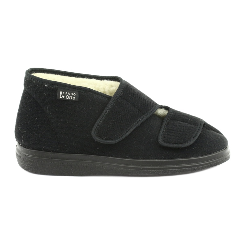 Dr.Orto Befado chaussons chauds pour hommes avec Velcro, pu 986M011, noir le noir