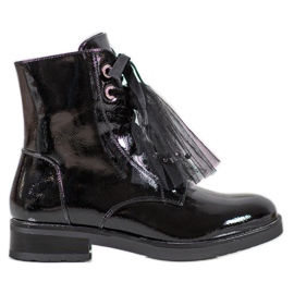 SHELOVET Ouvriers en cuir écologique laqué noir