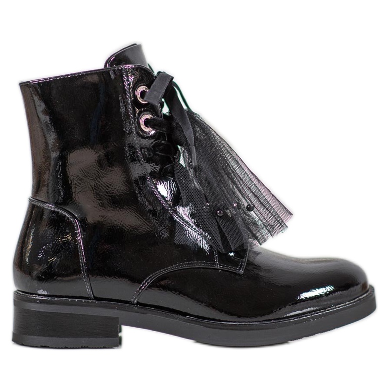 SHELOVET Ouvriers en cuir écologique laqué le noir