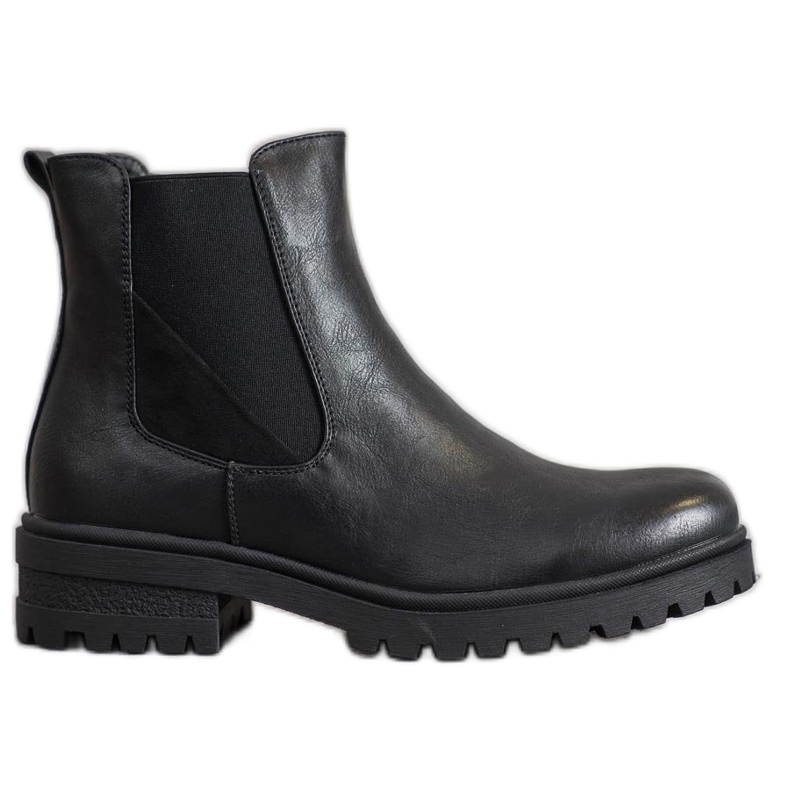 Super Mode Ouvriers classiques en cuir écologique le noir