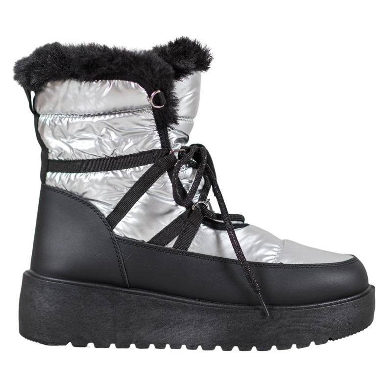 Bella Paris Bottes de neige à la mode argent gris