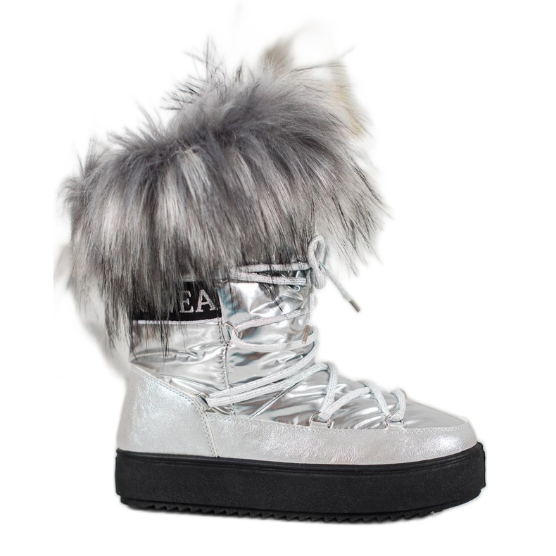 Bella Paris Bottes de neige chaudes avec fourrure gris