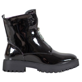 SHELOVET Ouvriers en cuir écologique laqué noir