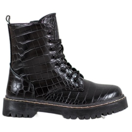 SHELOVET Travailleurs à la mode avec du cuir écologique noir