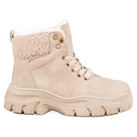 GOLL Baskets chaudes en peau de mouton brun