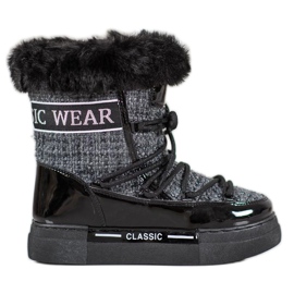 Bella Paris Bottes de neige classiques à la mode le noir gris
