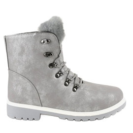 Bottes chaudes grises à lacets TL02-1