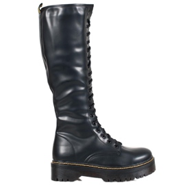 Seastar Bottines à lacets en cuir écologique noir