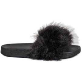 SHELOVET Pantoufles En Caoutchouc Avec Fourrure le noir SHELOVET Pantoufles En Caoutchouc Avec Fourrure le noir