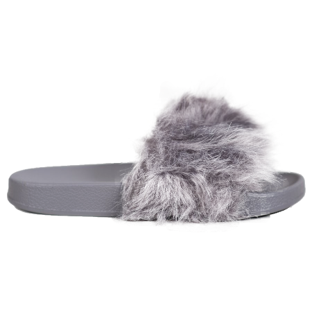 SHELOVET Pantoufles En Caoutchouc Avec Fourrure gris