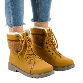 Bottes isolées camel avec manteau en peau de mouton 20697 brun