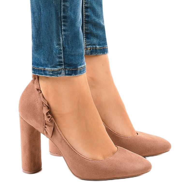 Escarpins en daim rose LE037P