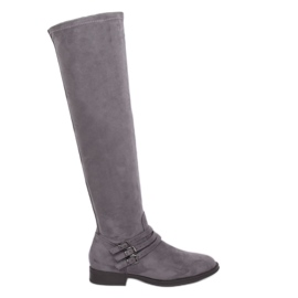 Bottes cavalières en daim grises K1807811 Gris