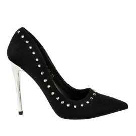Escarpins noirs sur le talon NF-04 le noir
