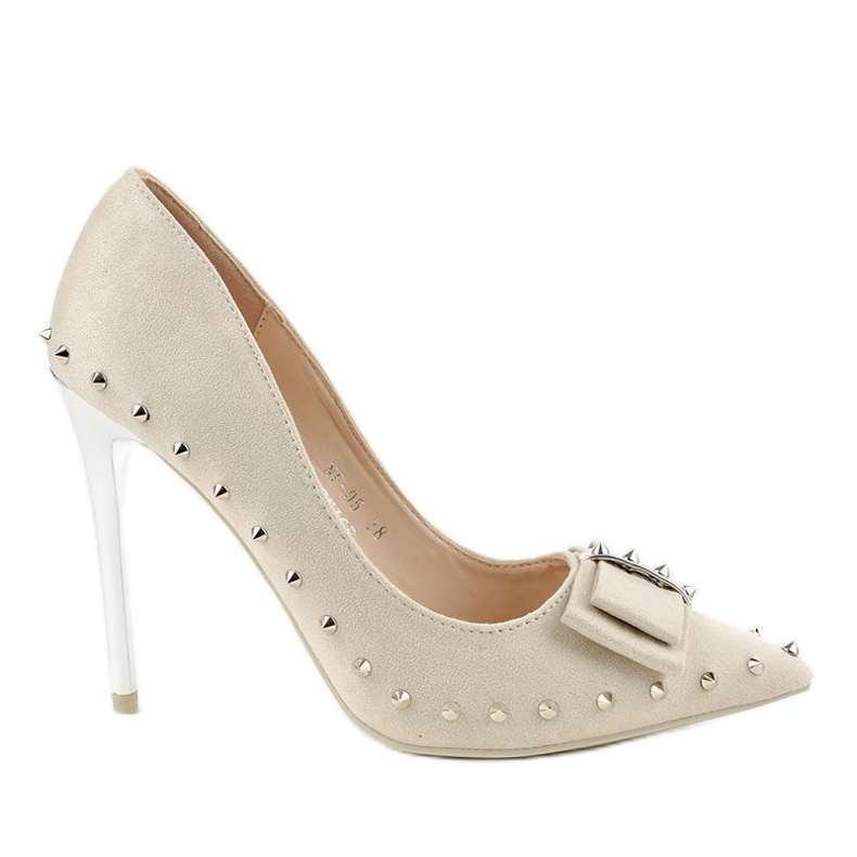 Escarpins beiges sur un talon NF-05