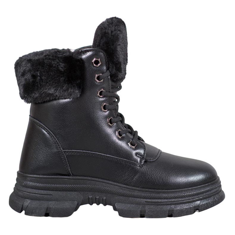 SHELOVET Travailleurs à lacets avec fourrure le noir SHELOVET Travailleurs à lacets avec fourrure le noir