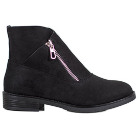 ENPLUS Bottes à la mode avec une fermeture éclair le noir