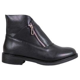 ENPLUS Bottes à la mode avec une fermeture éclair le noir