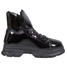 Bella Paris Baskets laquées en éco-cuir noir