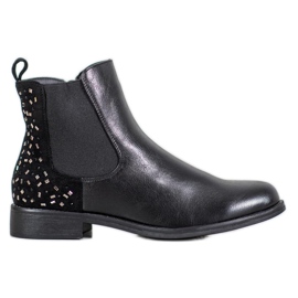 J. Star Bottes avec des cristaux noir
