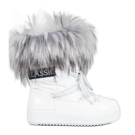 Bella Paris Bottes de neige chaudes avec fourrure blanc