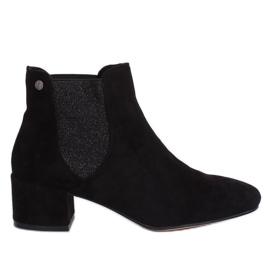 Bottines Chelsea noires à talons larges B-6858 Noir