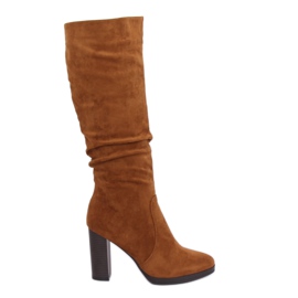 Bottines classiques à talons camel QQ-08 Camel brun