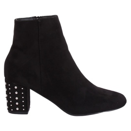 Bottines noires à talons et clous 3098A Noir le noir