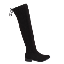 Bottes en daim noir QT04P Black II Quality le noir