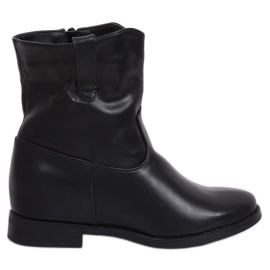 Bottes en grain noir sur un coin caché G-7607 Noir le noir jaune