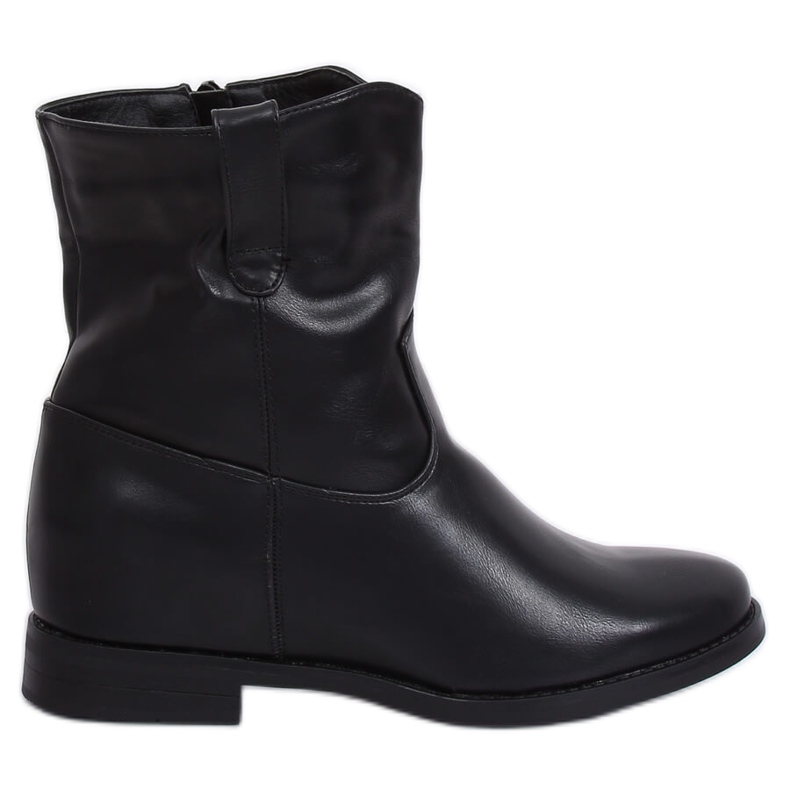 Bottes en grain noir sur un coin caché G-7607 Noir le noir jaune