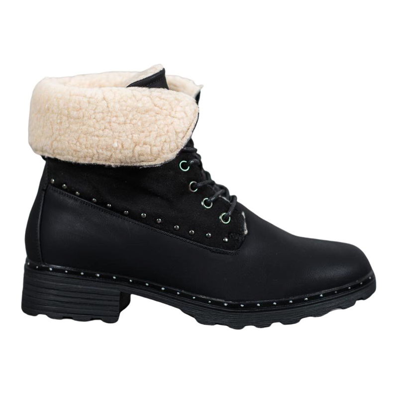 SHELOVET Bottes noires en peau de mouton le noir