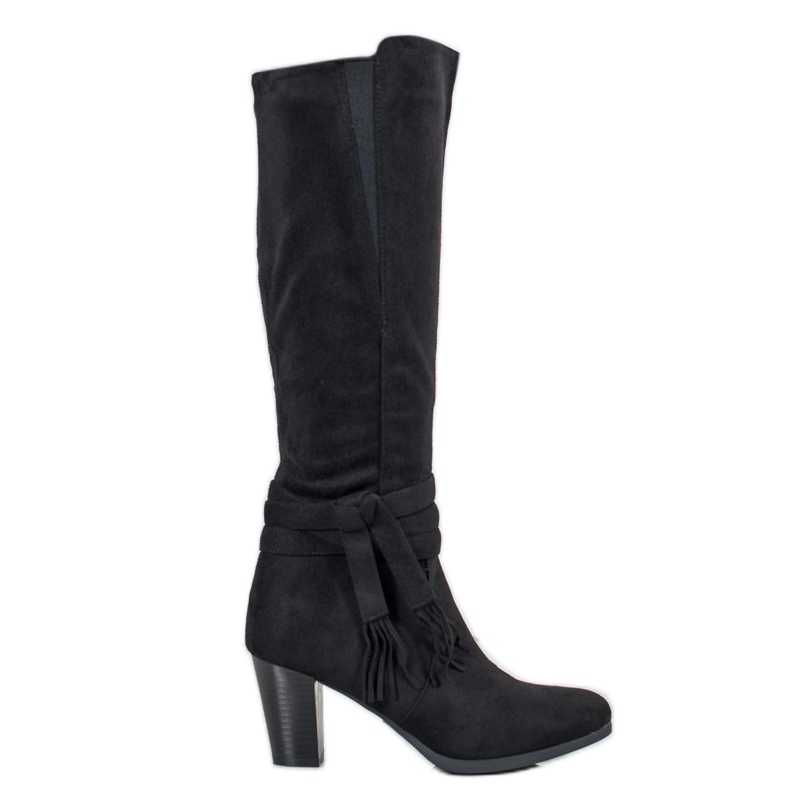Queen Vivi Bottines en daim à franges le noir