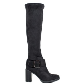 Super Mode Bottes élégantes avec boucle le noir